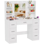 Luxe Kaptafel met LED-Verlichting & Stopcontact – Verstelbare Lichtkleur – 7 Laden – Inclusief Spiegel