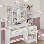 Luxe Kaptafel met LED-Spiegel &amp; Opbergkast – 9 Planken – 2 Laden – Wit