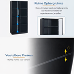 LED Vitrinekast 80x40x160 cm – Moderne Zwarte Kast met App Gestuurde Verlichting