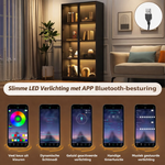 LED Vitrinekast 80x40x160 cm – Moderne Zwarte Kast met App Gestuurde Verlichting