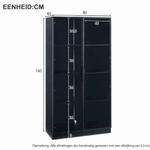 LED Vitrinekast 80x40x160 cm – Moderne Zwarte Kast met App Gestuurde Verlichting