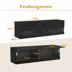 TV-Meubel met LED-Verlichting – 7 Kleuren – Zwart – 140 cm