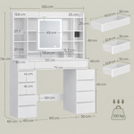 Luxe Kaptafel met LED Spiegel & Verborgen Opbergruimte