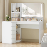 Luxe L-Vormige Kaptafel met LED Spiegel en Opbergruimte