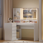 Luxe L-Vormige Kaptafel met LED Spiegel en Opbergruimte