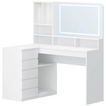 Luxe L-Vormige Kaptafel met LED Spiegel en Opbergruimte